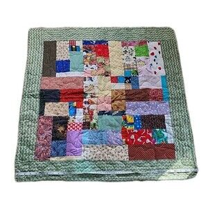 Handmade Baby Lap Blanket Quilt Double Sided 33 in x 33 in Multicolor Square